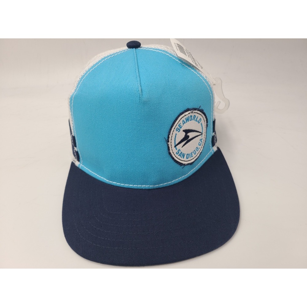 Sea World San Diego‎ California Stripes Mesh Trucker Snapback Hat Cap Blue White